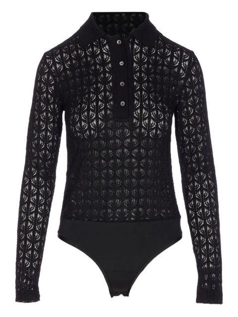 PINKO lace-panel polo-neck top - Black - zdjęcie produktu nr 1