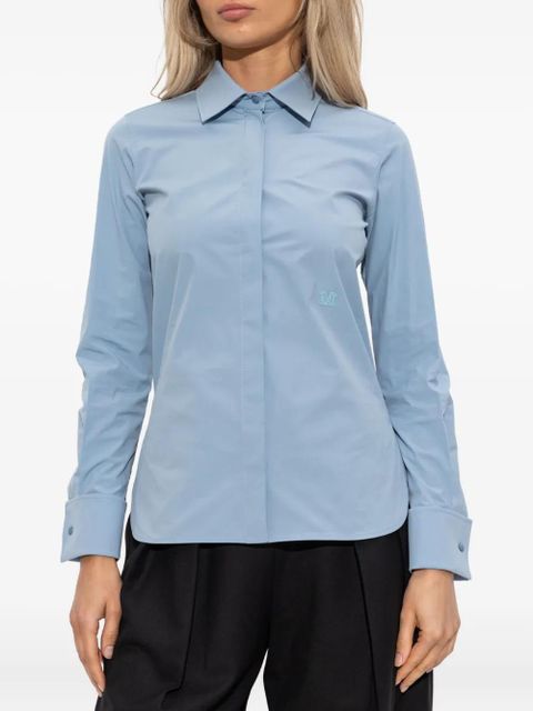 Max Mara logo-embroidered cotton shirt - Blue