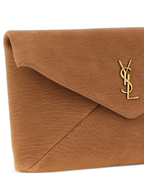Saint Laurent Cassandre logo-plaque clutch bag - Neutrals