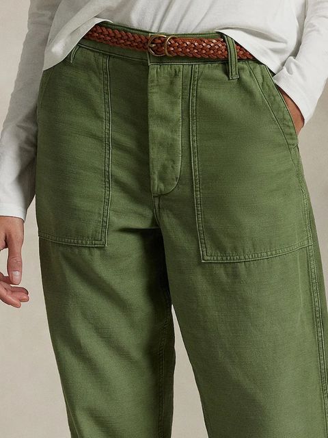 Polo Ralph Lauren spodnie bawełniane damskie kolor zielony proste medium waist 211978634