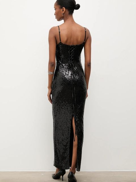 Answear.LAB sukienka kolor czarny maxi dopasowana