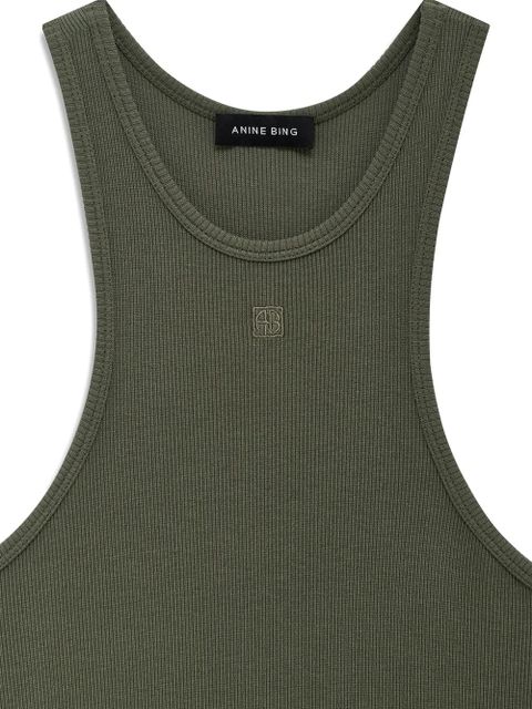 ANINE BING Cole logo-embroidered mini dress - Green