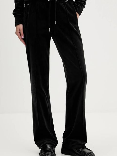 Juicy Couture spodnie dresowe welurowe damskie kolor czarny z aplikacją JCWBJ225307 - zdjęcie produktu nr 1