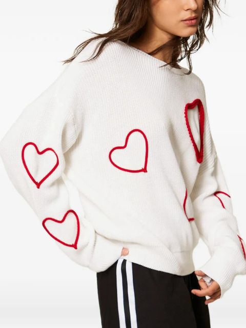 TWINSET embroidered-hearts sweater - White