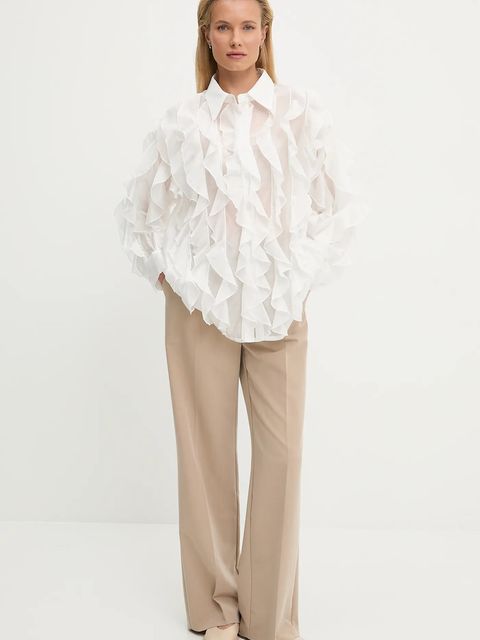 Answear.LAB koszula damska kolor biały relaxed z kołnierzykiem klasycznym