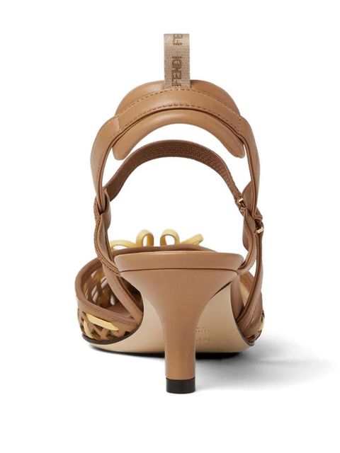 FENDI Colibri interwoven flower pumps - Brown