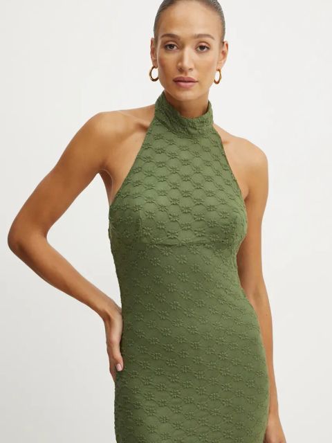 Bardot sukienka OLA kolor zielony maxi dopasowana 59403DB