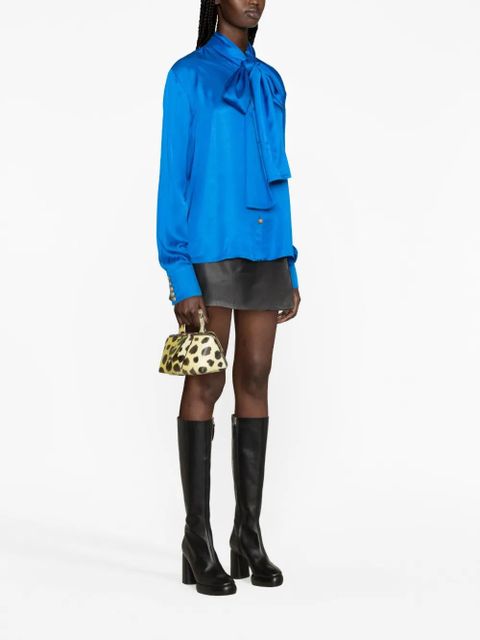 Balmain pussy-bow satin blouse - Blue
