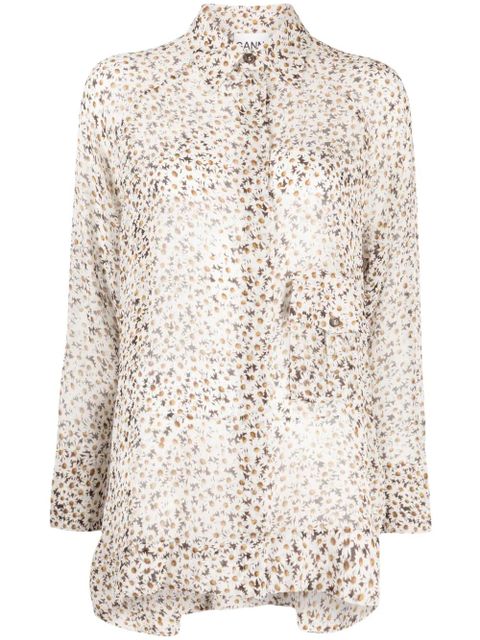 GANNI floral-print long-sleeve shirt - White - zdjęcie produktu nr 1