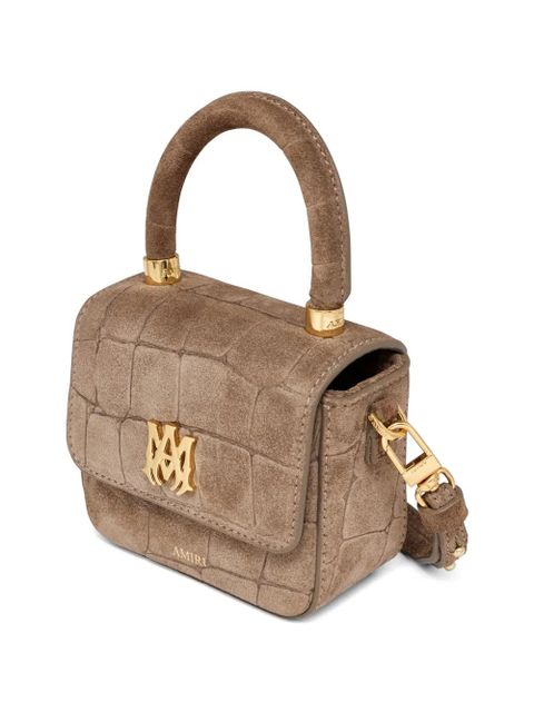 AMIRI Nano Ma crocodile-effect top-handle leather bag - Brown