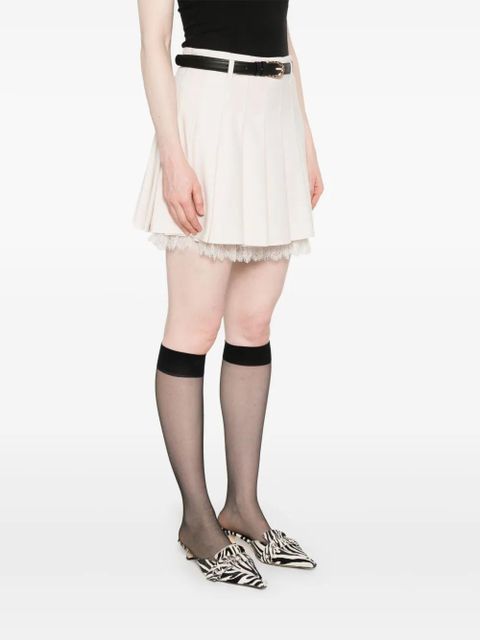 Self-Portrait lace-detailing mini skirt - Neutrals