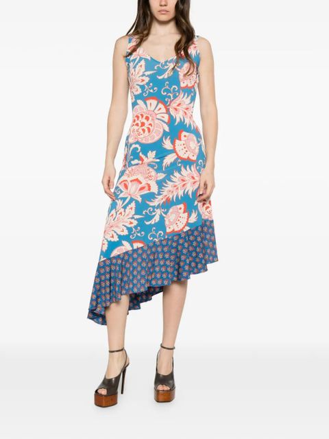 ETRO floral-print ruffled midi dress - Blue - zdjęcie produktu nr 2