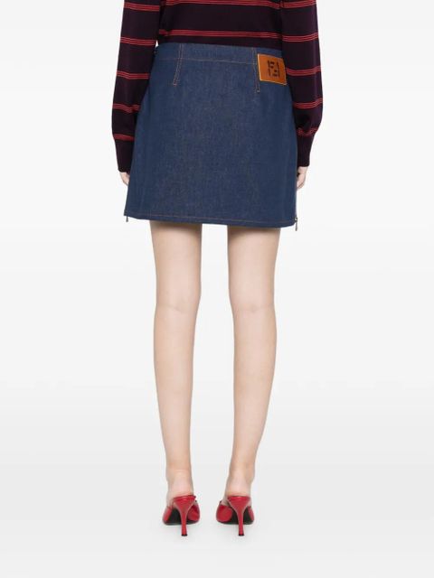 FENDI logo-patch mini skirt - Blue