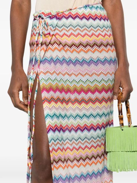 Missoni drawstring zigzag long skirt - White
