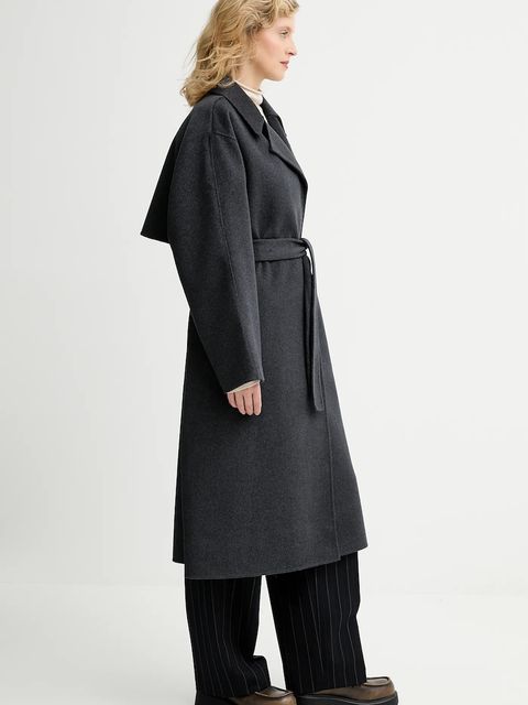 Calvin Klein płaszcz z dodatkiem wełny kolor szary LV040WL571