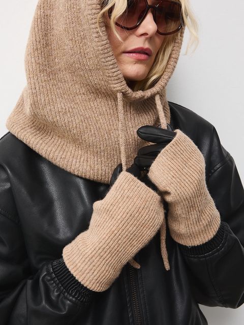 Medicine rękawiczki skórzane damskie kolor beżowy - zdjęcie produktu nr 1