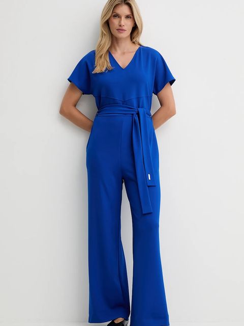 Calvin Klein kombinezon kolor niebieski z dekoltem w szpic LV044D065G