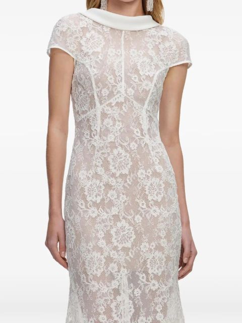 Self-Portrait floral lace maxi dress - White