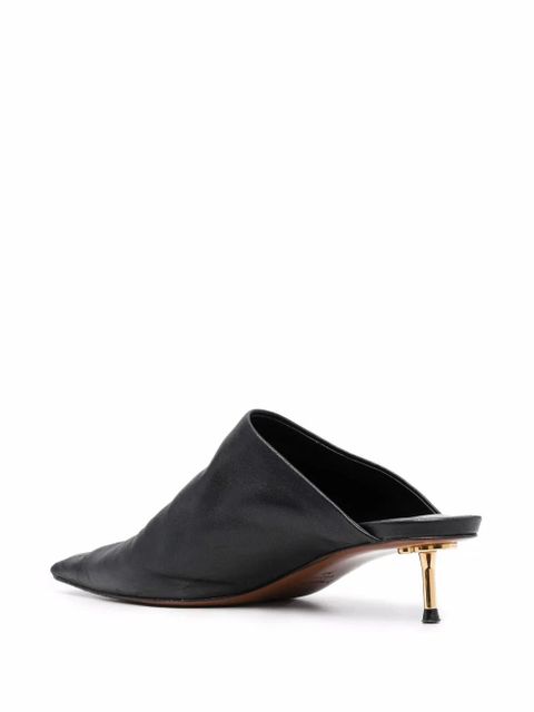 Nanushka elongated square toe 50mm mules - Black