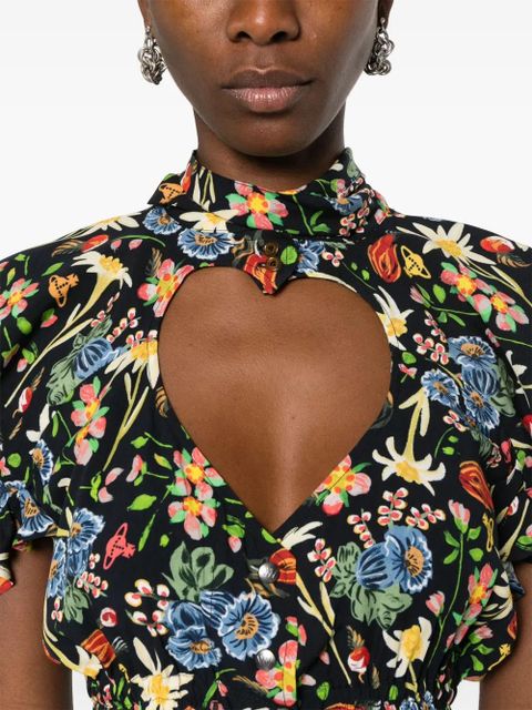Vivienne Westwood floral cropped blouse - Black