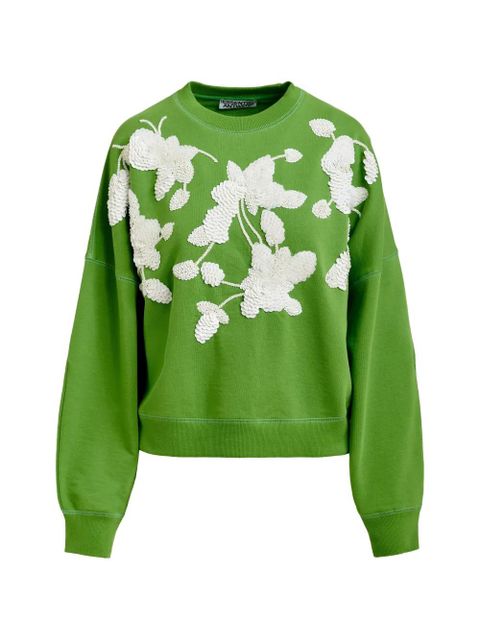 Essentiel Antwerp flower-motif sequinned sweatshirt - Green - zdjęcie produktu nr 1