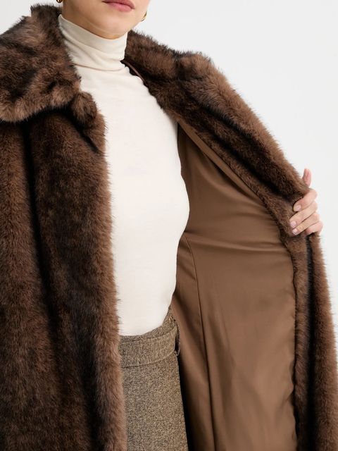 Twinset płaszcz kolor brązowy 252AT2190