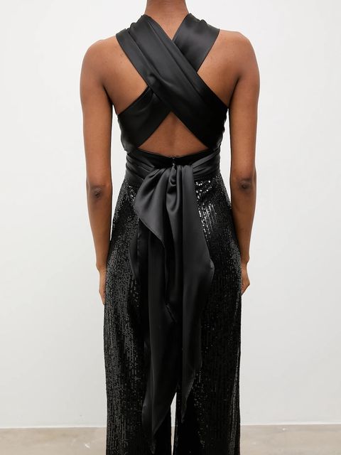 Answear.LAB kombinezon kolor czarny z dekoltem w szpic