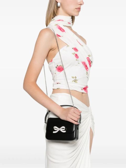 Self-Portrait bow-detail leather cross body bag - Black - zdjęcie produktu nr 2