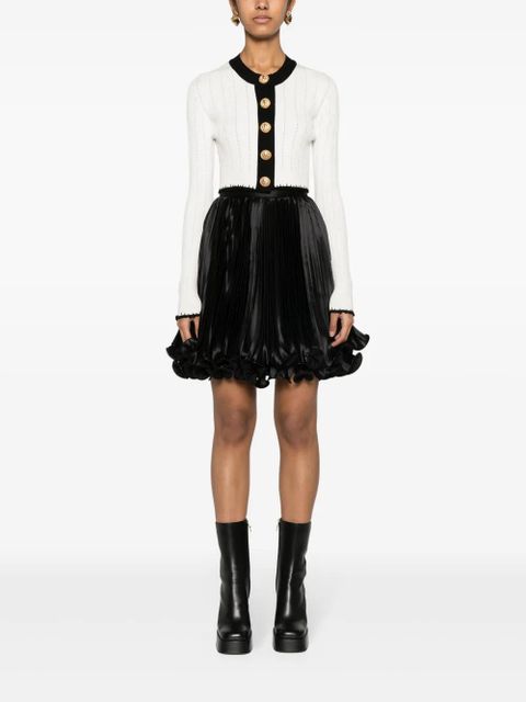 Balmain pleated satin mini skirt - Black