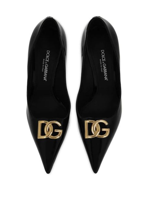 Dolce & Gabbana logo-lettering leather pumps - Black