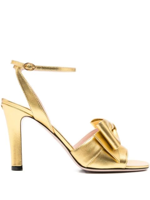 Valentino Garavani 100mm bow-embellished ankle-strap sandals - Gold - zdjęcie produktu nr 1