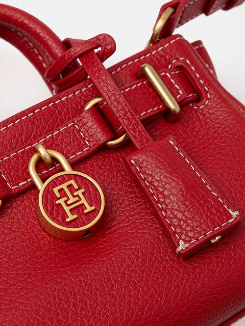 Tommy Hilfiger torebka skórzana kolor czerwony AW0AW18167