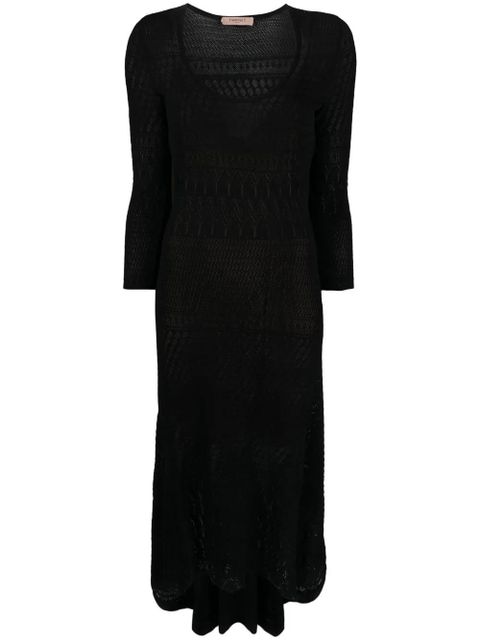 TWINSET open-knit midi dress - Black - zdjęcie produktu nr 1