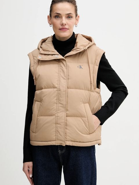Calvin Klein Jeans bezrękawnik puchowy kolor beżowy zimowa LV044D522G