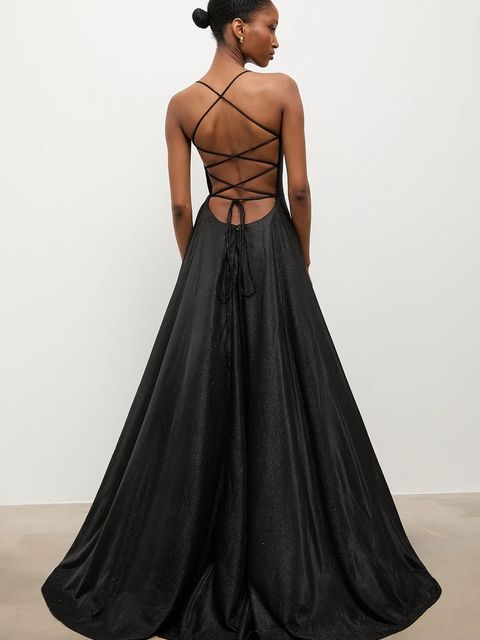 Answear.LAB sukienka kolor czarny maxi rozkloszowana