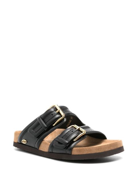 Valentino Garavani Fussfriend double-strap leather slides - Black - zdjęcie produktu nr 2