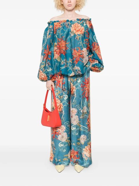 ALEMAIS floral-print pleated trousers - Blue - zdjęcie produktu nr 2