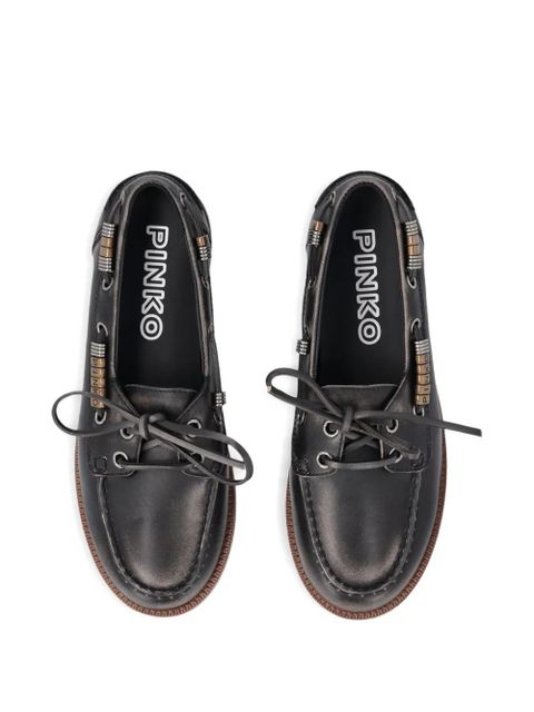 PINKO leather lace-up loafers - Black
