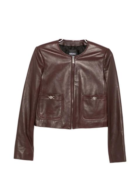 Versace leather zipped jacket - Red - zdjęcie produktu nr 1
