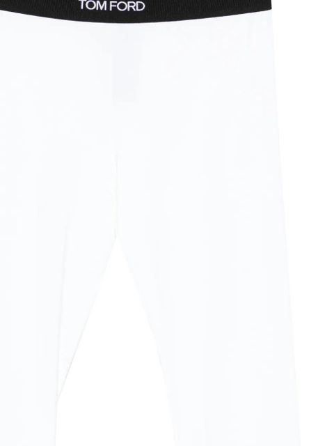 TOM FORD logo-waistband cropped leggings - White