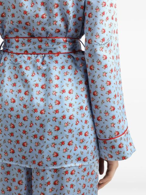 Dolce & Gabbana floral-print tie top - Blue