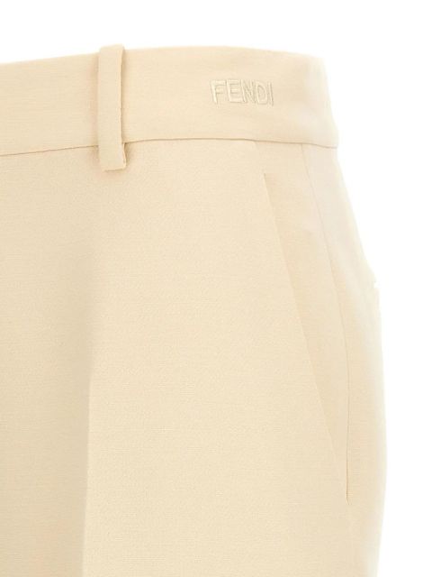 FENDI embroidered-logo pleated trousers - Neutrals