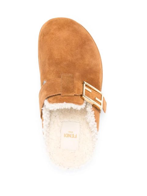 FENDI Feel suede slippers - Brown