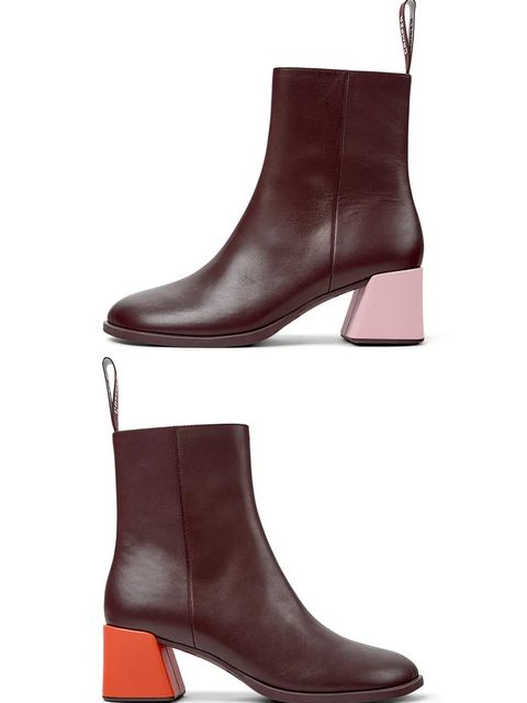 Camper botki skórzane TWS damskie kolor bordowy na słupku K400798-006