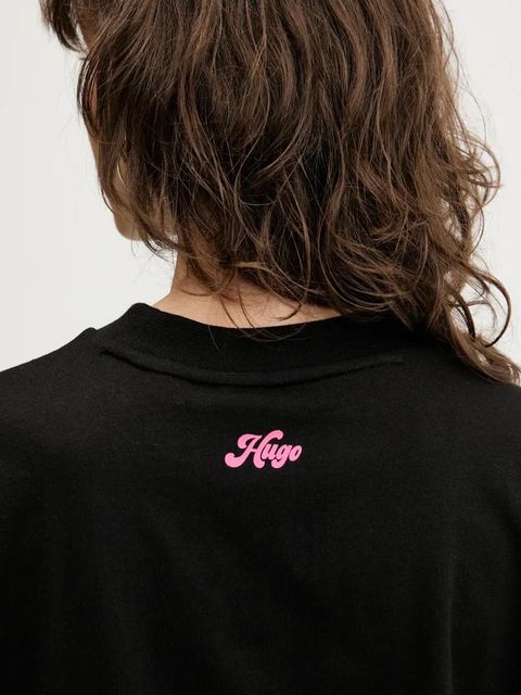 HUGO t-shirt bawełniany damski kolor czarny 50539107