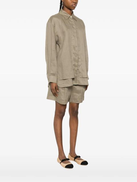 Eleh pleated layer shirt - Brown