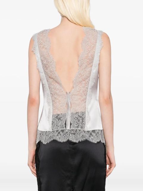 TOM FORD lace-trimmed sleeveless top - Silver