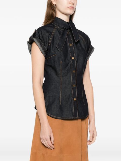 ZIMMERMANN denim tie neck shirt - Blue