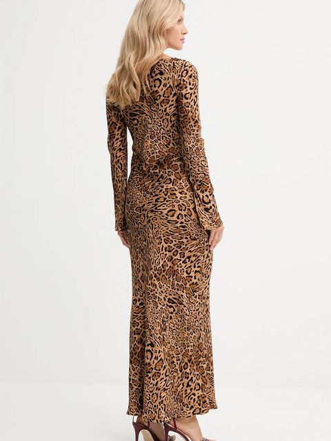 Twinset sukienka kolor brązowy maxi rozkloszowana 252TP2471