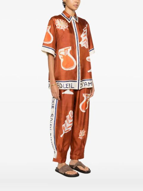 ALEMAIS Soleil D´Amour graphic-print shirt - Brown